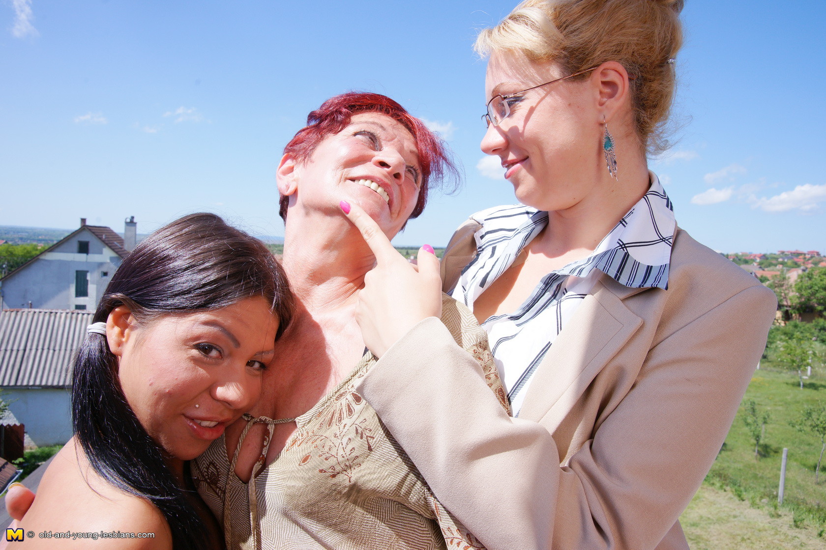 Three old and young lesbians have a wet afternoon #72909463