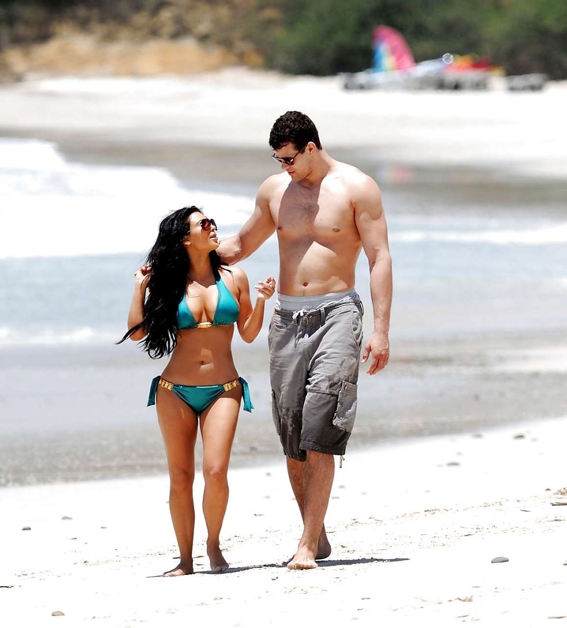 Kim Kardashian exposing her nice body in bikini with boyfriend #75276441