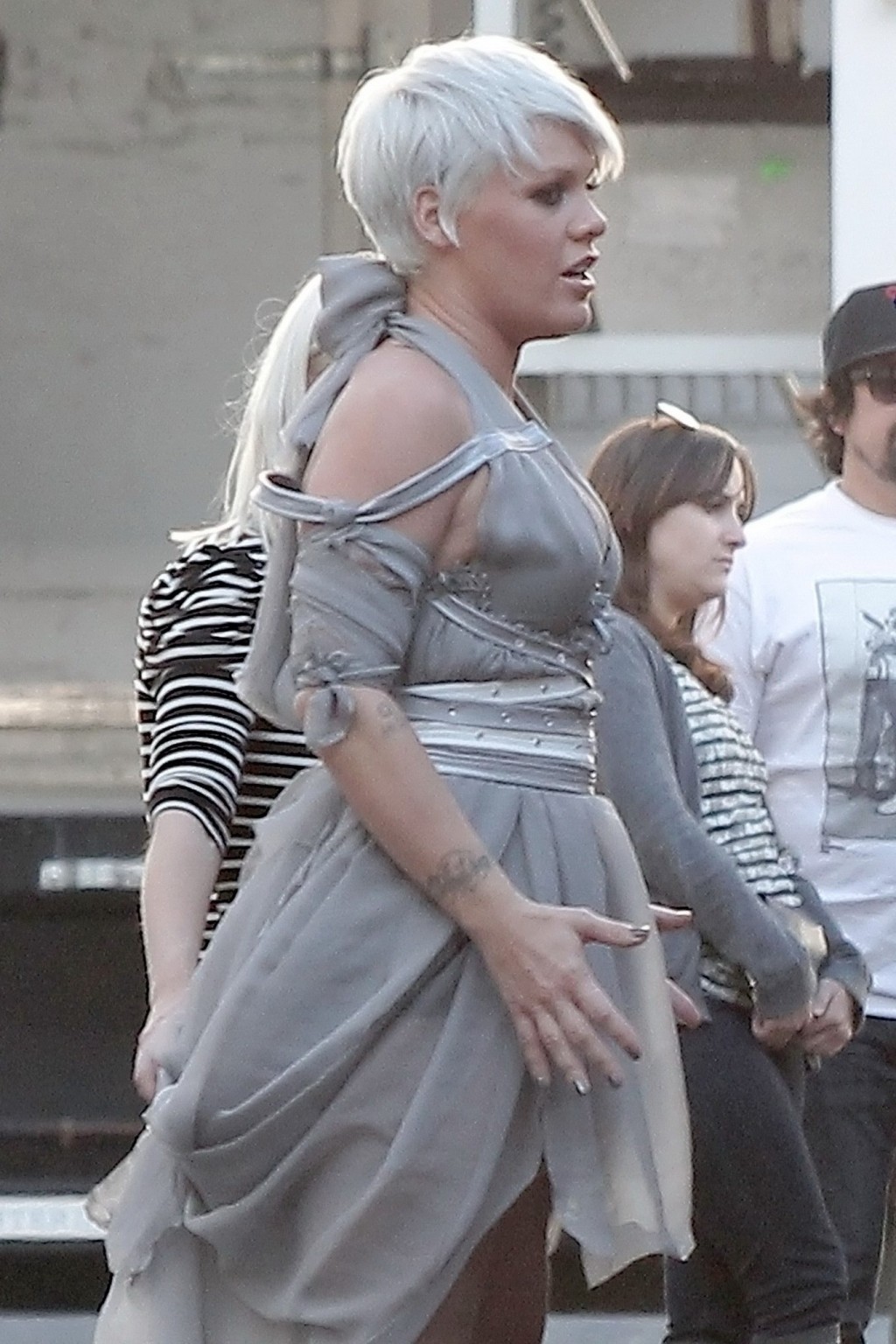 Pink showing huge cleavage on the music video set in LA #75324866