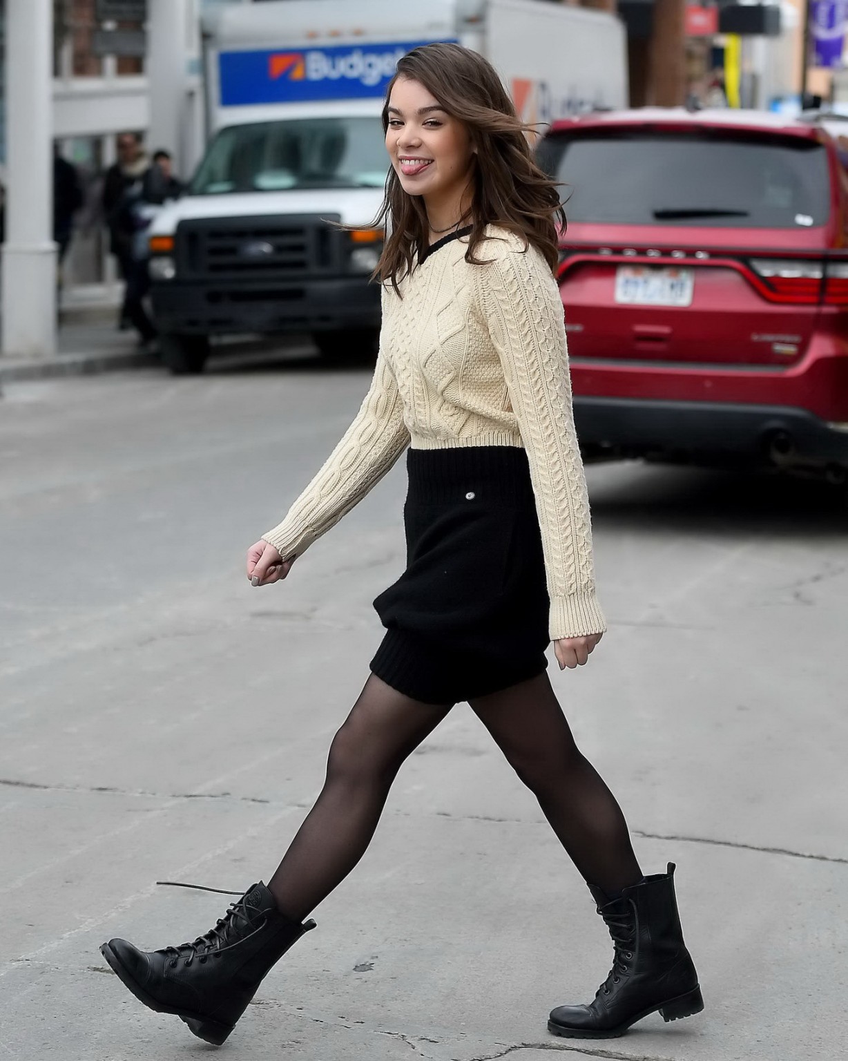 Hailee Steinfeld leggy wearing mini skirt and pantyhose out in Park City #75174538