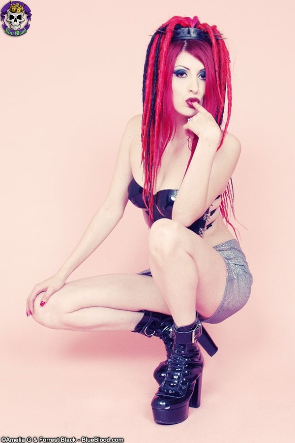 Redhaired goth babe babe in a latex top and boots #71500971