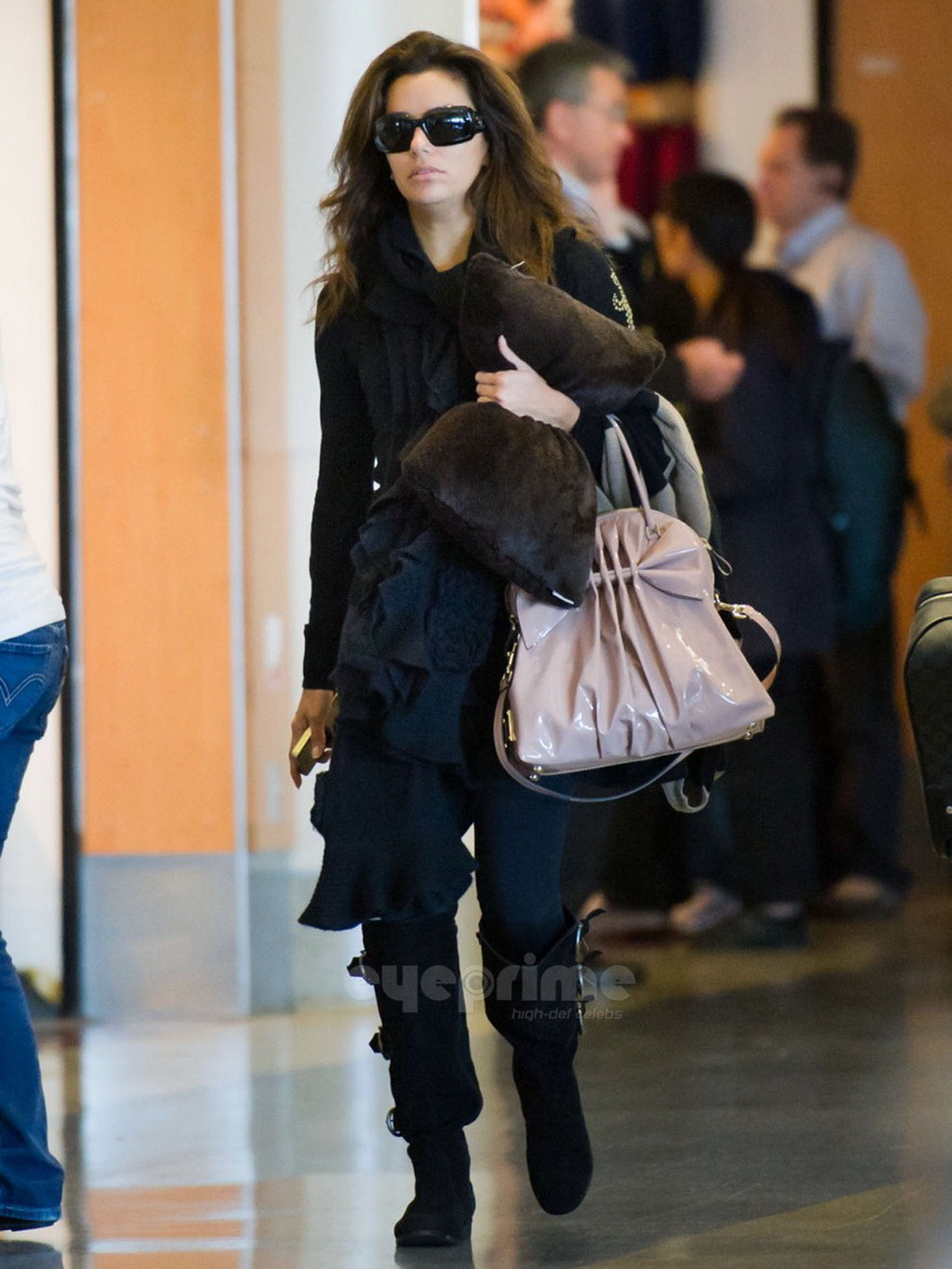 Eva Longoria showing off her ass in see through tights at LAX Airport #75284329