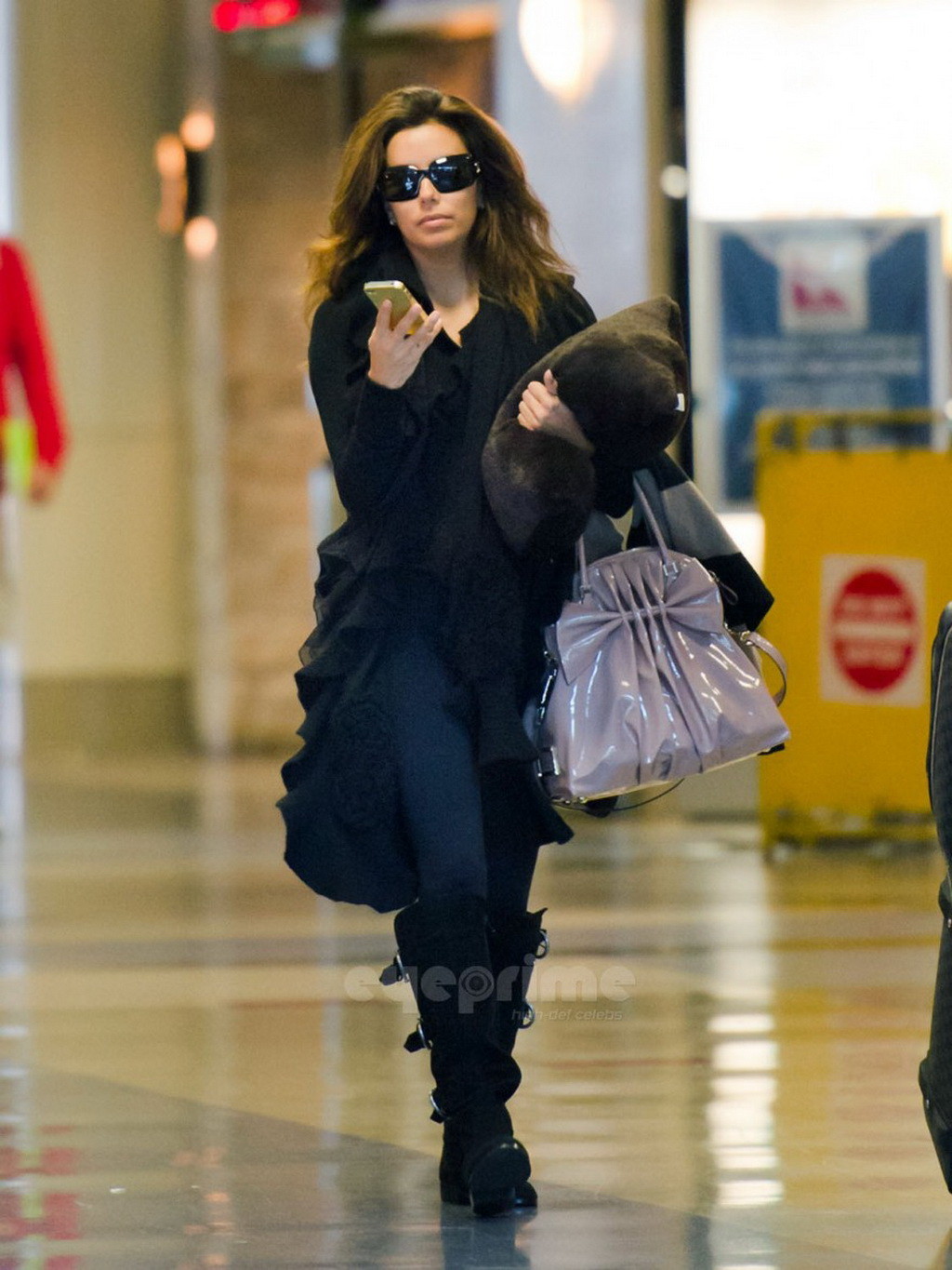 Eva Longoria showing off her ass in see through tights at LAX Airport #75284431