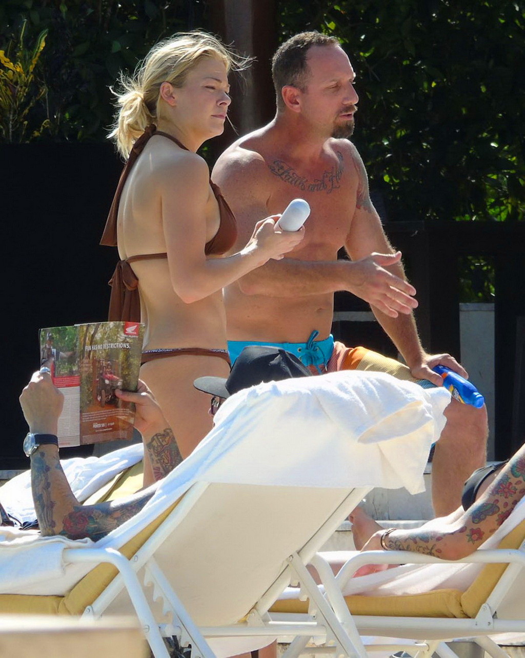 LeAnn Rimes showing ass in a brown thong bikini at the pool in Mexico #75176526