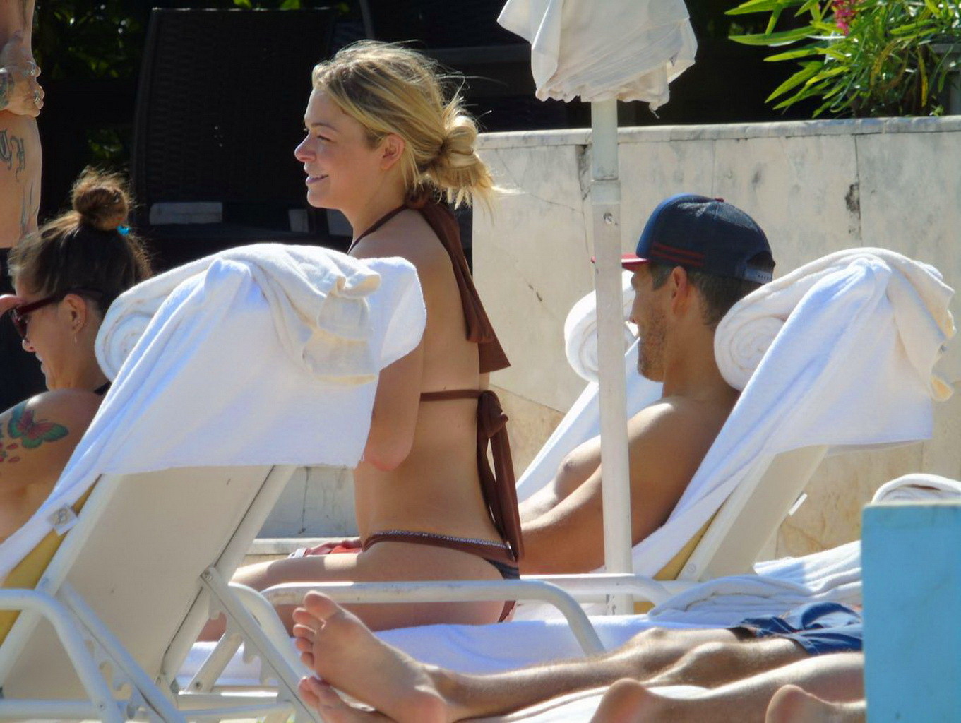 LeAnn Rimes showing ass in a brown thong bikini at the pool in Mexico #75176552