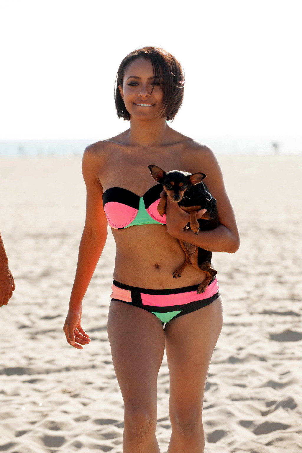 Kat Graham wearing a strapless bikini at a beach in Santa Monica #75215805