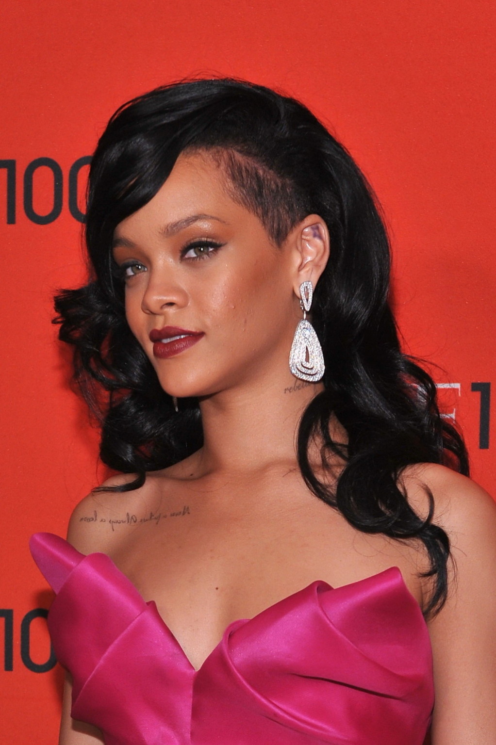 Busty Rihanna showing big cleavage in gorgeus strapless pink dress at Time's 100 #75265095