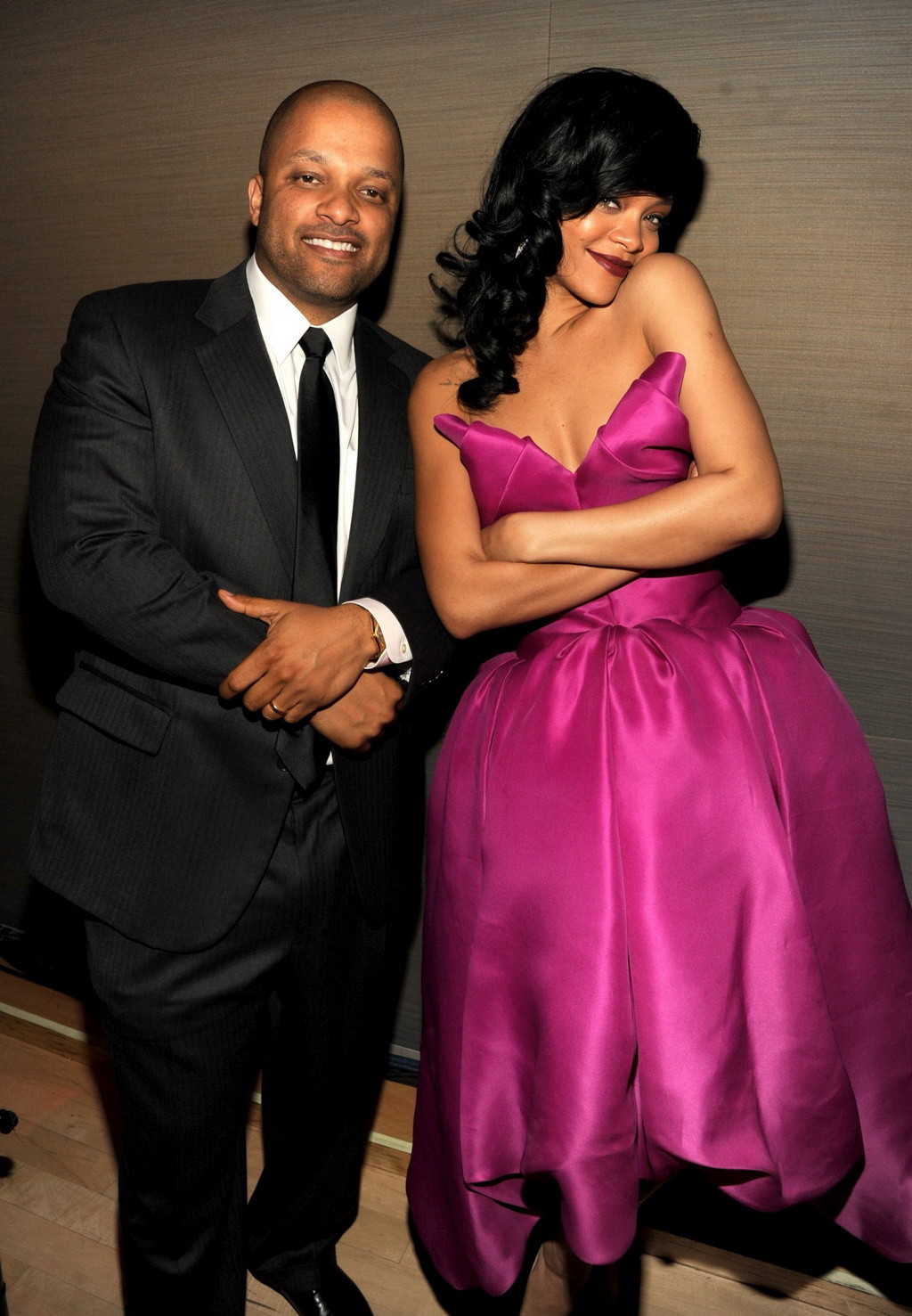 Busty Rihanna showing big cleavage in gorgeus strapless pink dress at Time's 100 #75265123
