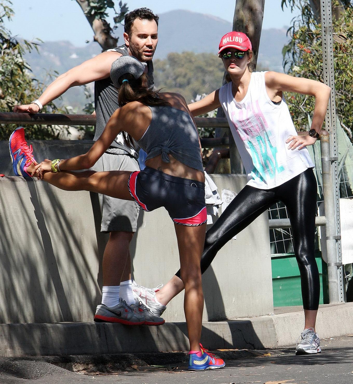 Alessandra Ambrosio and Ana Beatriz Barros stretching and hiking out in LA #75215772