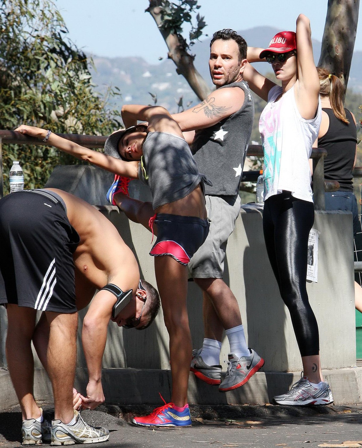 Alessandra Ambrosio and Ana Beatriz Barros stretching and hiking out in LA #75215780