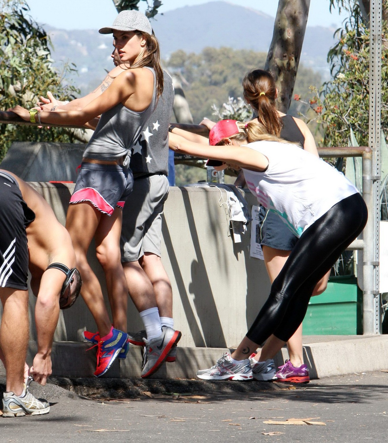 Alessandra Ambrosio and Ana Beatriz Barros stretching and hiking out in LA #75215785