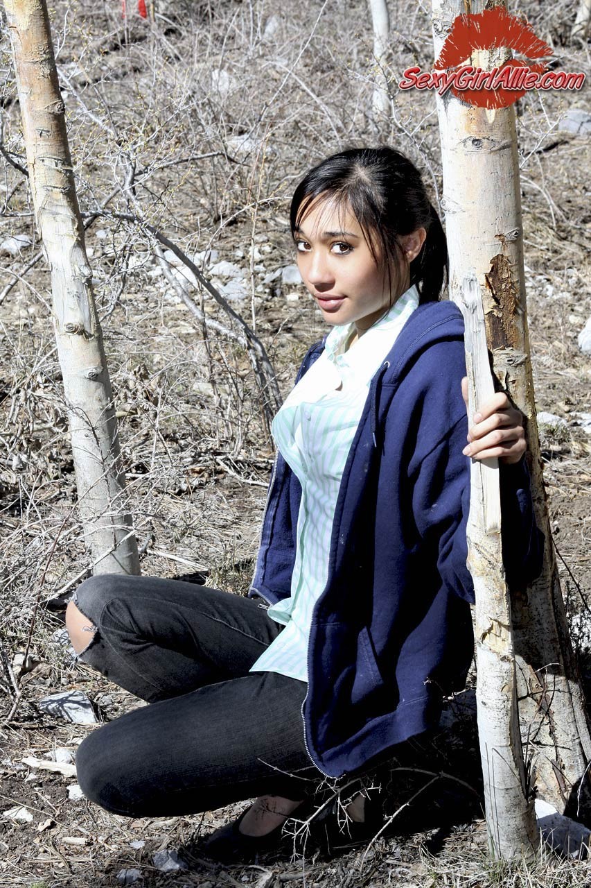 Skinny asian teen girl outdoors #69763238