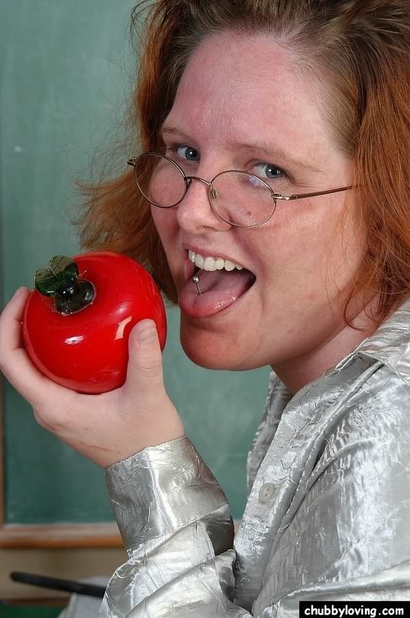 Fat redhead teacher Adrienne Plump teasing in classroom #67239764