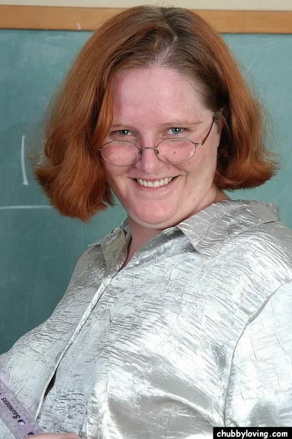 Fat redhead teacher Adrienne Plump teasing in classroom #67239844