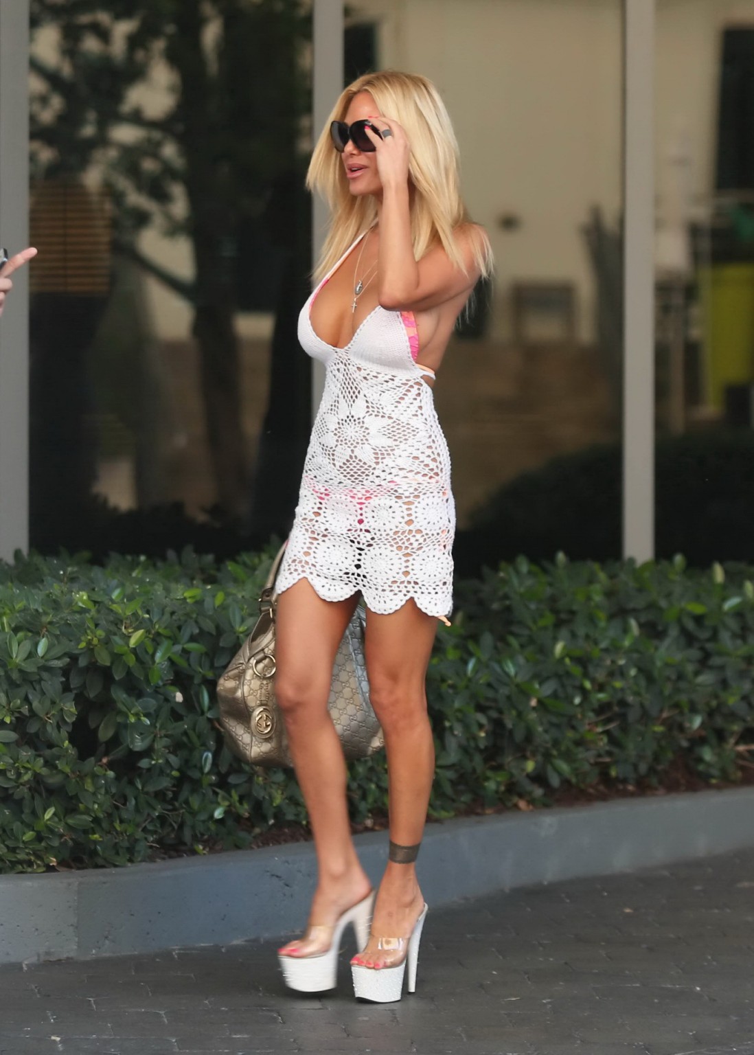 Shauna Sand see-through to bikini leaving her hotel in Miami #75242758