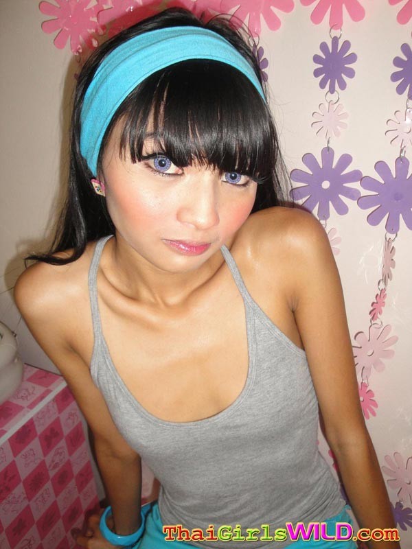 Incredibly skinny Thai teen Eaw strips for us in her bedroom #69741046