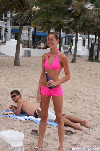 teen babe trying on her new pink bikini #70666387