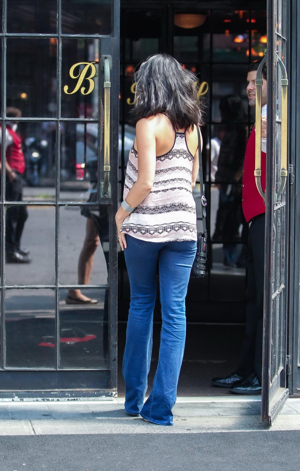 Olivia Munn braless wearing skimpy top and tight jeans out in New York City #75219205