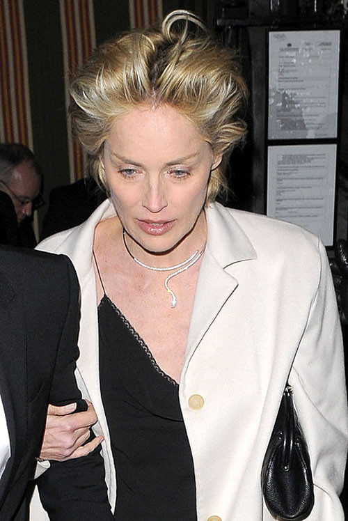 Sharon stone montrant sa chatte rasée et sa jupe haute
 #75403935