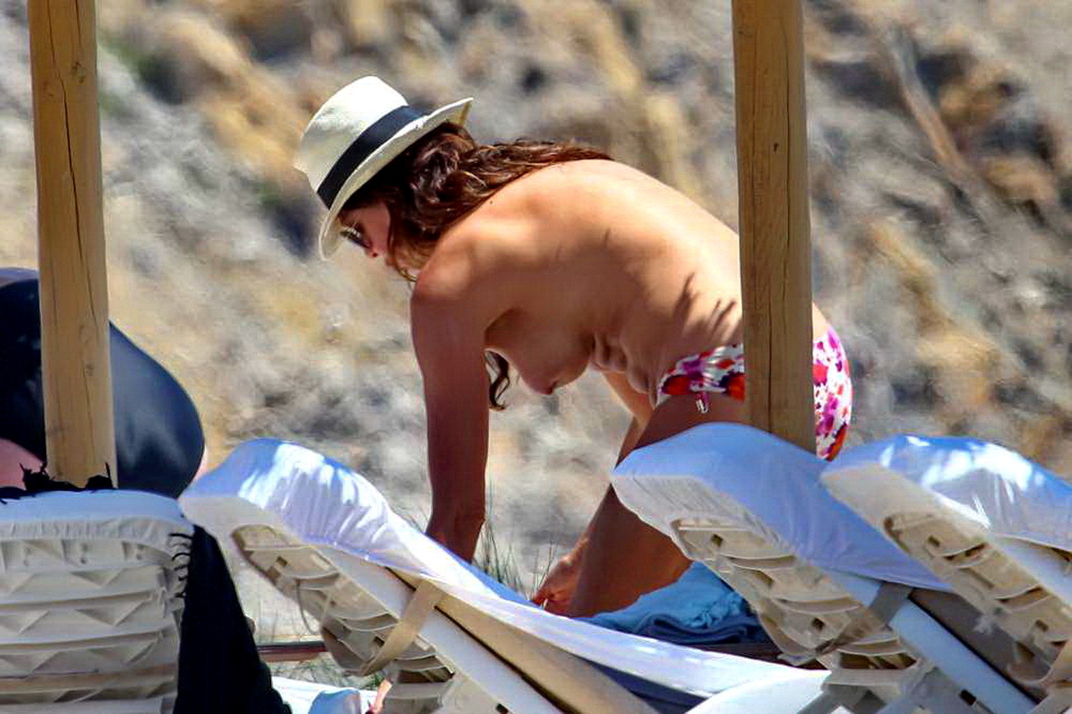 Alba Parietti topless showing off her big boobs on a beach in Ibiza #75194916