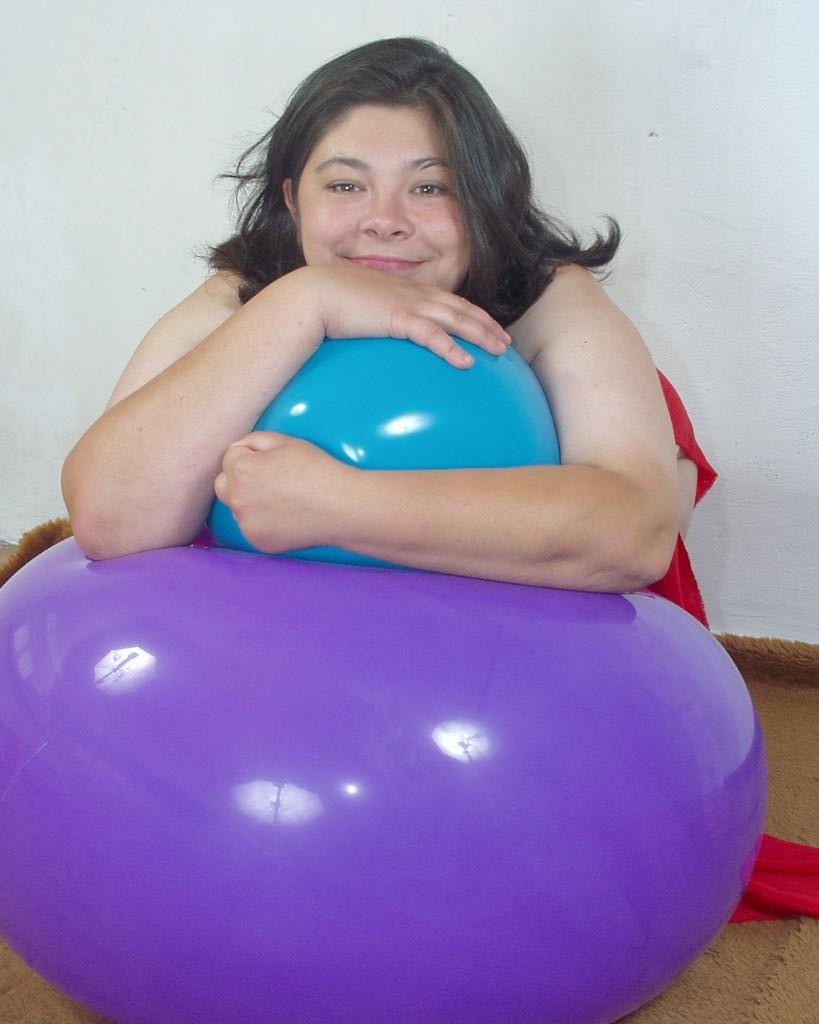 Horny big tit fat babe teaseing while playing with balloons #75545479