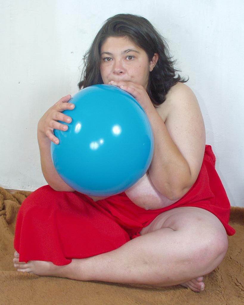 Horny big tit fat babe teaseing while playing with balloons #75545539