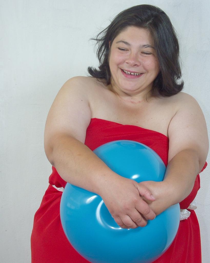 Horny big tit fat babe teaseing while playing with balloons #75545610