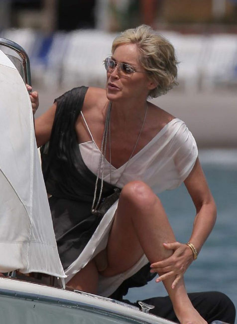 Celebrity babe Sharon Stone very hot upskirt and nude body #75416976
