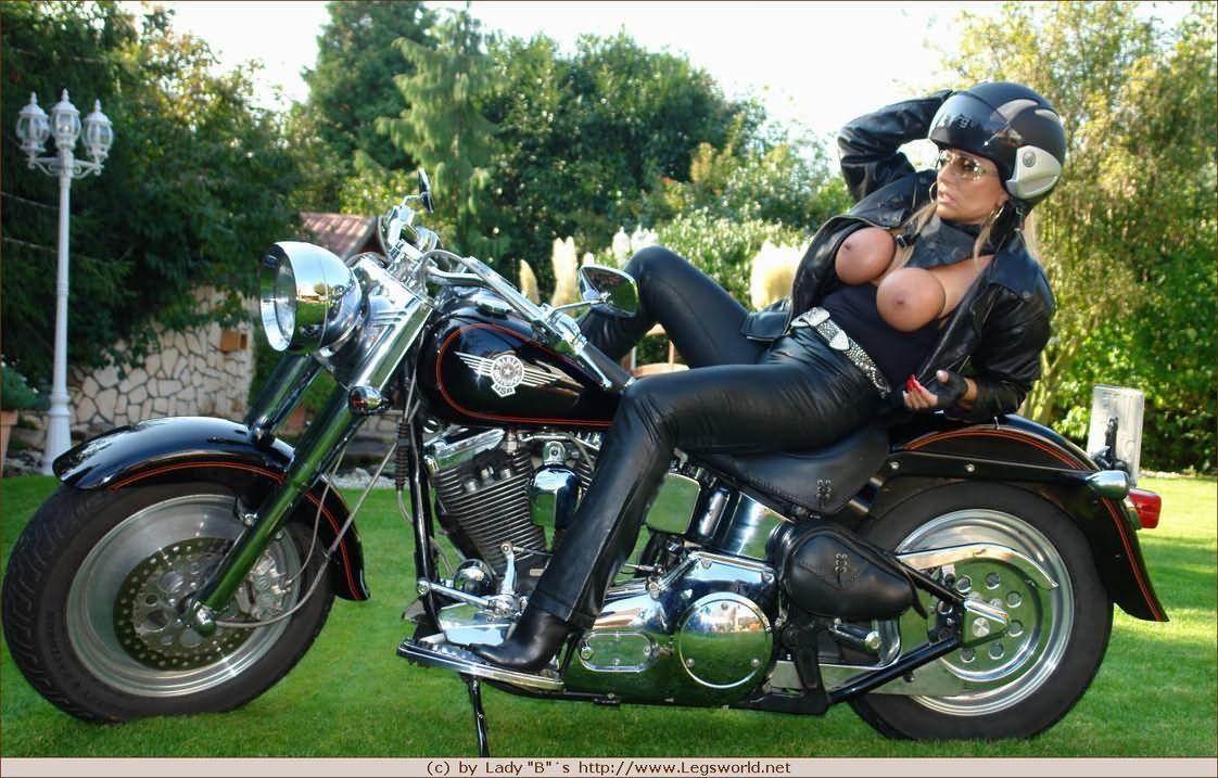 Biker slut Barbara in latex with bonded tits #73713709