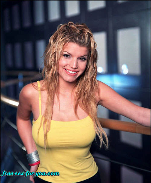 Jessica Simpson posing in stocking and nipple slip #75430969
