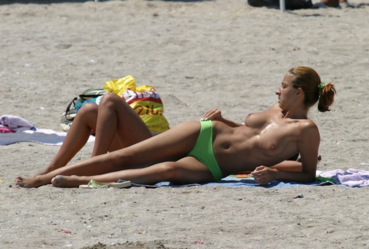 Warm teen blonde performs in the damp sand bare #72252975