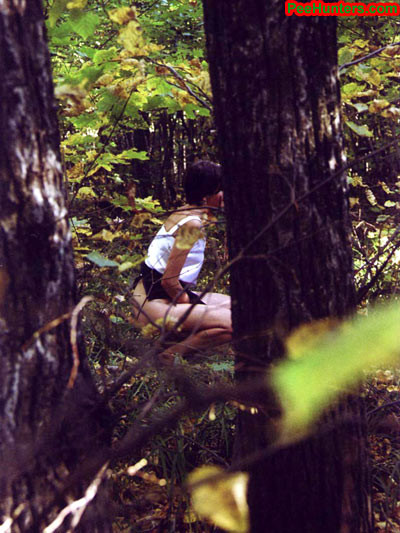 Spying on teen peeing in the forest #78616522