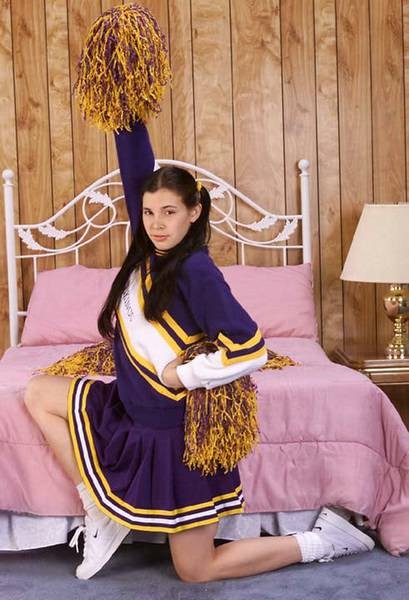 Brunette Cheerleader spreading her skinny butt #71053099