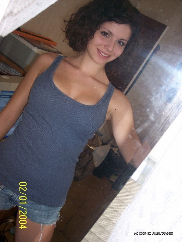 Amateur teen girlfriend shows perky tits self shooting in mirror #68311827