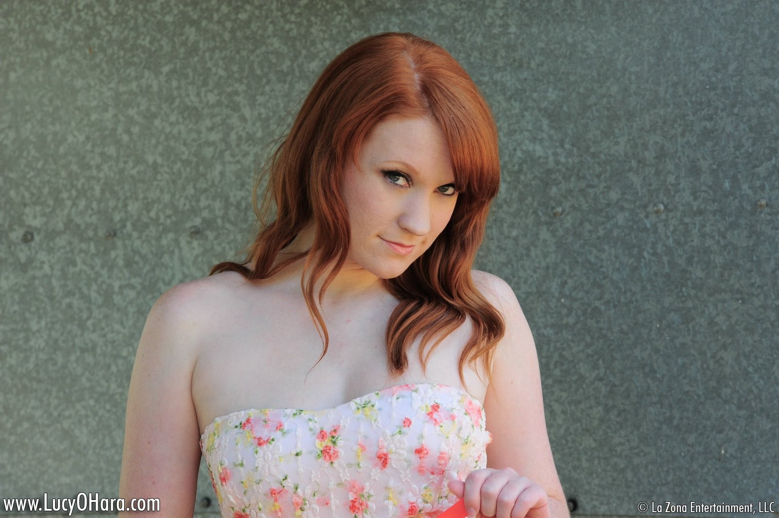 Busty redhead Lucy strips outside #75125947