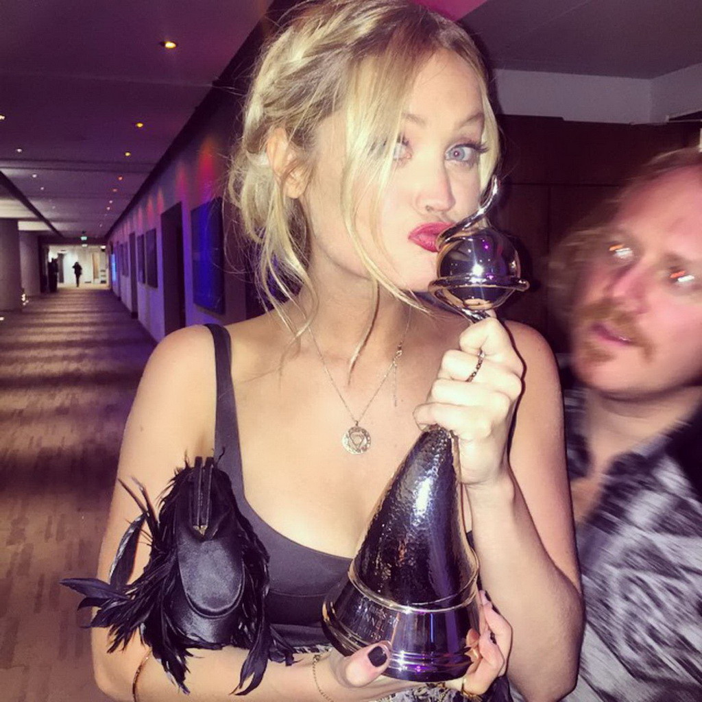 Laura Whitmore busty showing huge cleavage at 2015 National Television Awards in #75174669