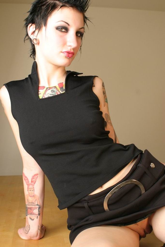 Pierced goth girl revealing all her piercings and naked secrets #72737462