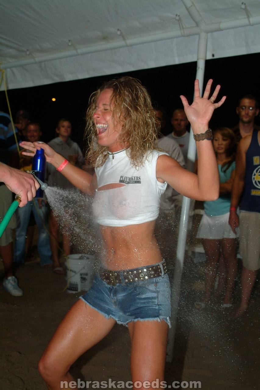 Wet t-shirt contest with hot college girls #68118217