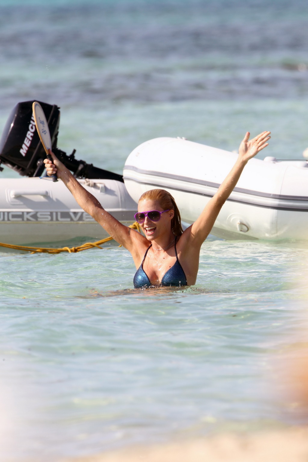 Michelle Hunziker shows off her round ass wearing bikini on Formentera Beach #75297908
