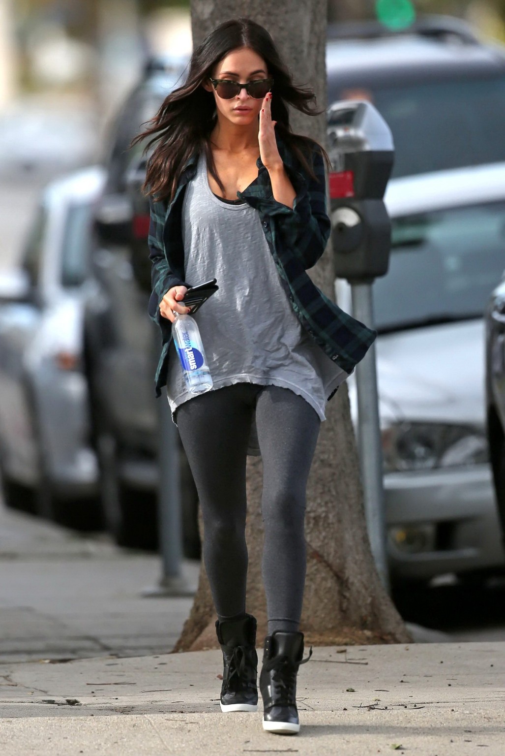 Megan Fox leggy wearing gray tights out in LA #75178282