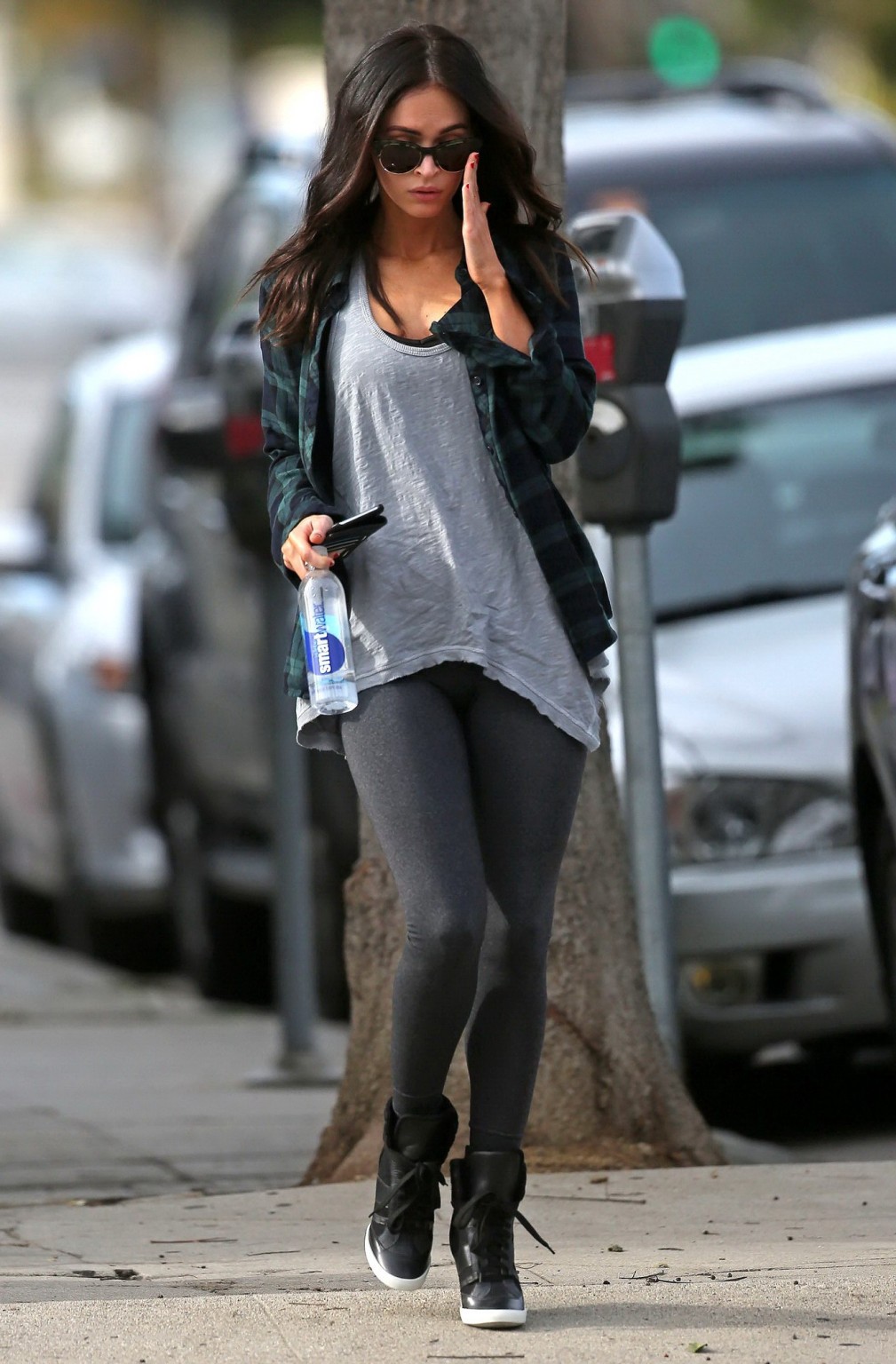 Megan Fox leggy wearing gray tights out in LA #75178311