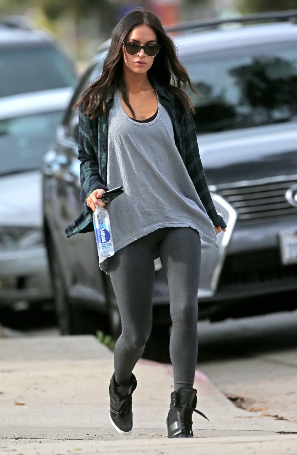 Megan Fox leggy wearing gray tights out in LA #75178349