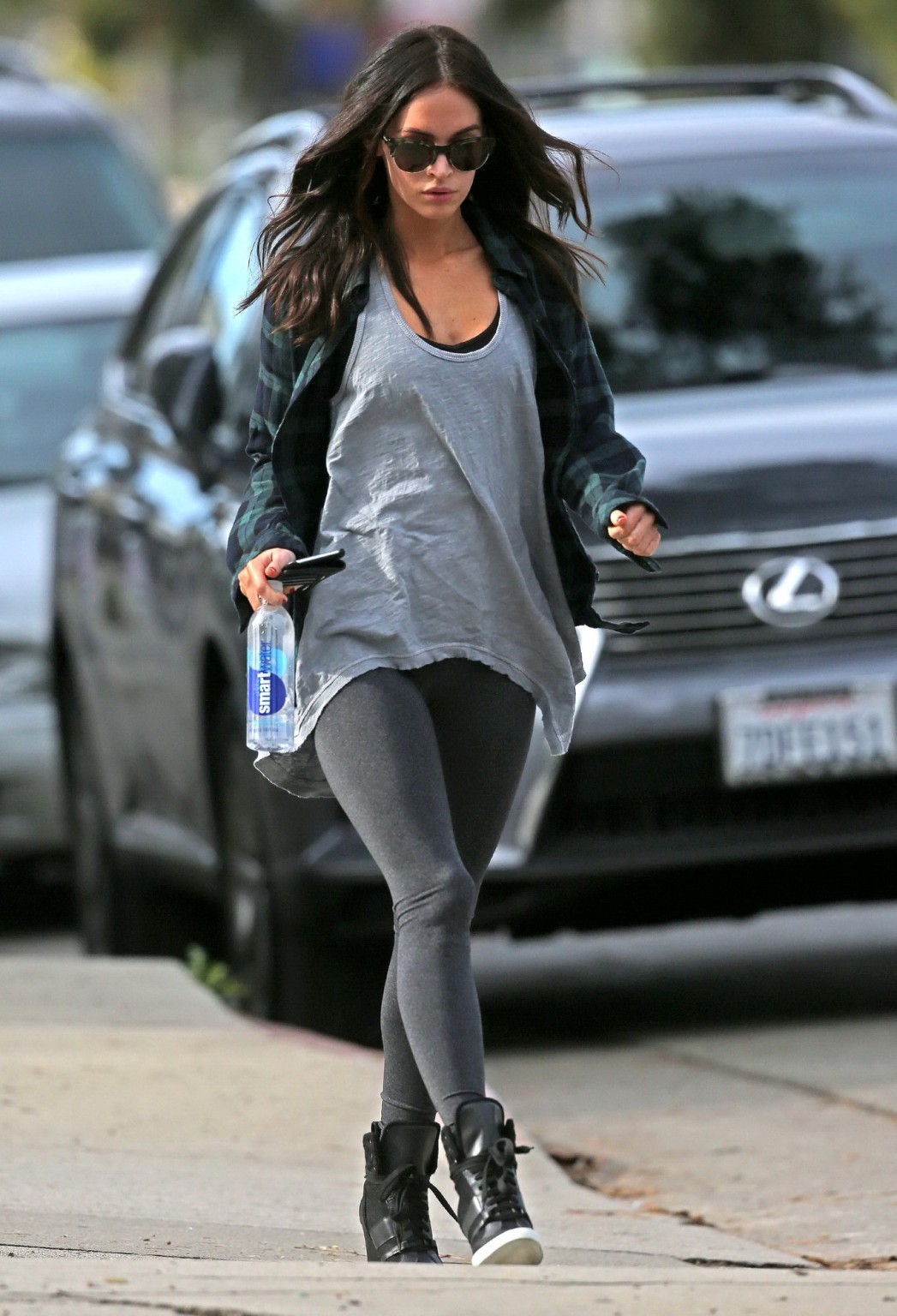 Megan Fox leggy wearing gray tights out in LA #75178359