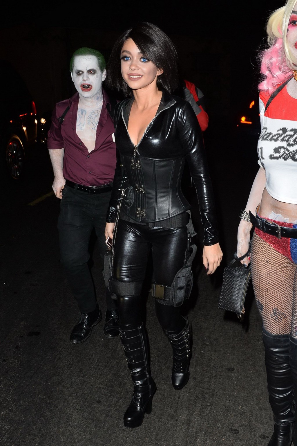 Sarah Hyland stunning in tight black leather for Halloween #75150466