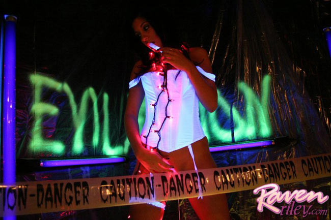 Cute latina teen Raven Riley in disco club with dildo #76340551