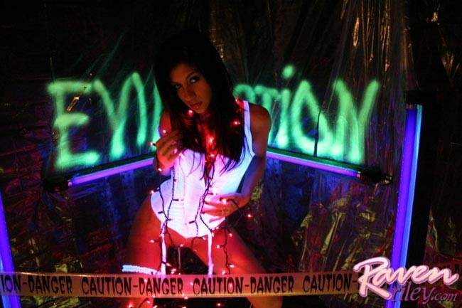 Cute latina teen Raven Riley in disco club with dildo #76340572