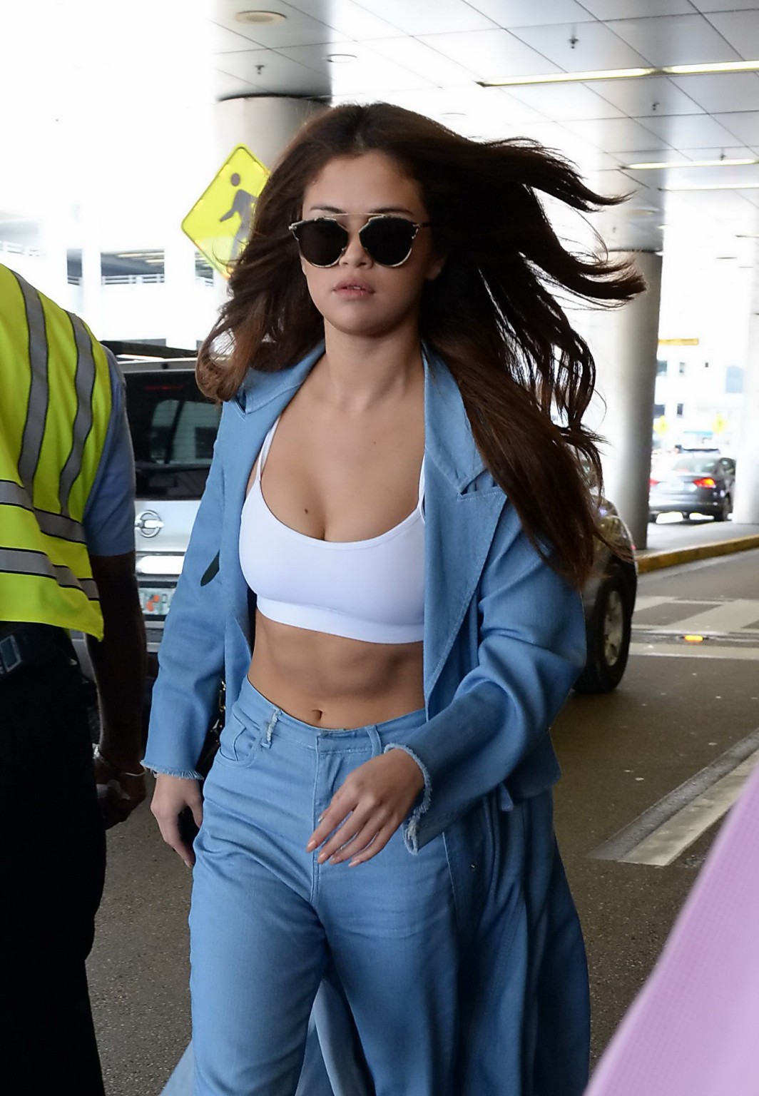 Selena Gomez busty in tiny white sports bra outdoor #75143925
