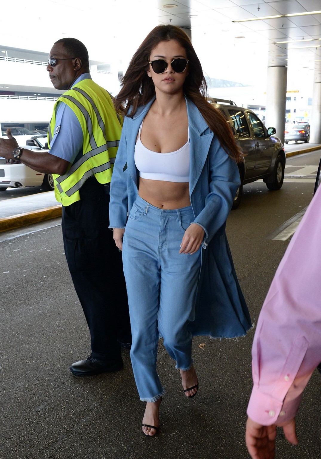 Selena Gomez busty in tiny white sports bra outdoor #75143935