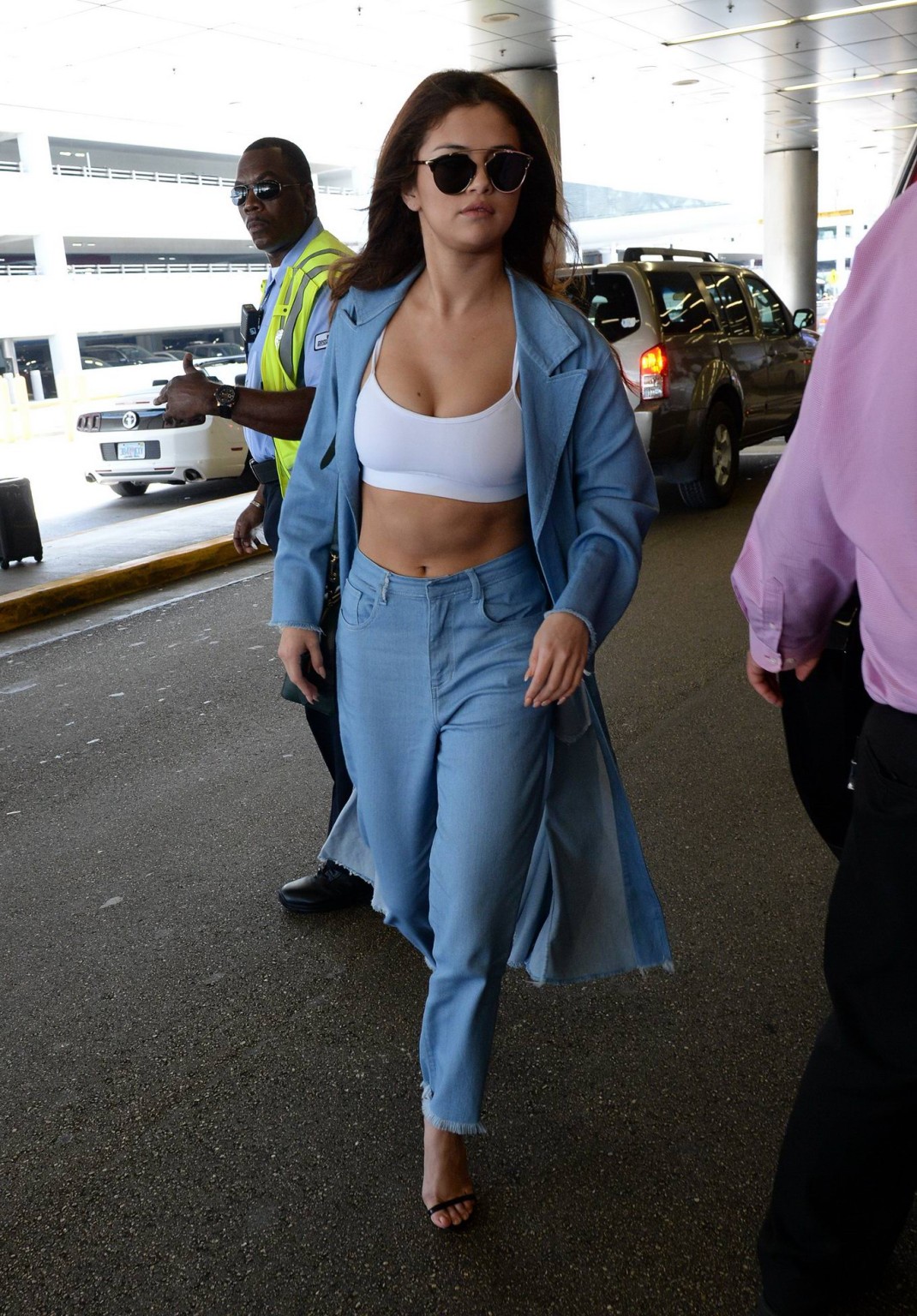 Selena Gomez busty in tiny white sports bra outdoor #75143947