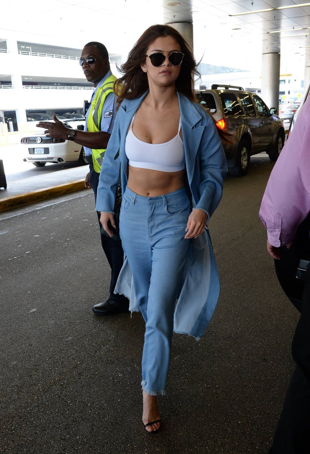 Selena Gomez busty in tiny white sports bra outdoor #75143961